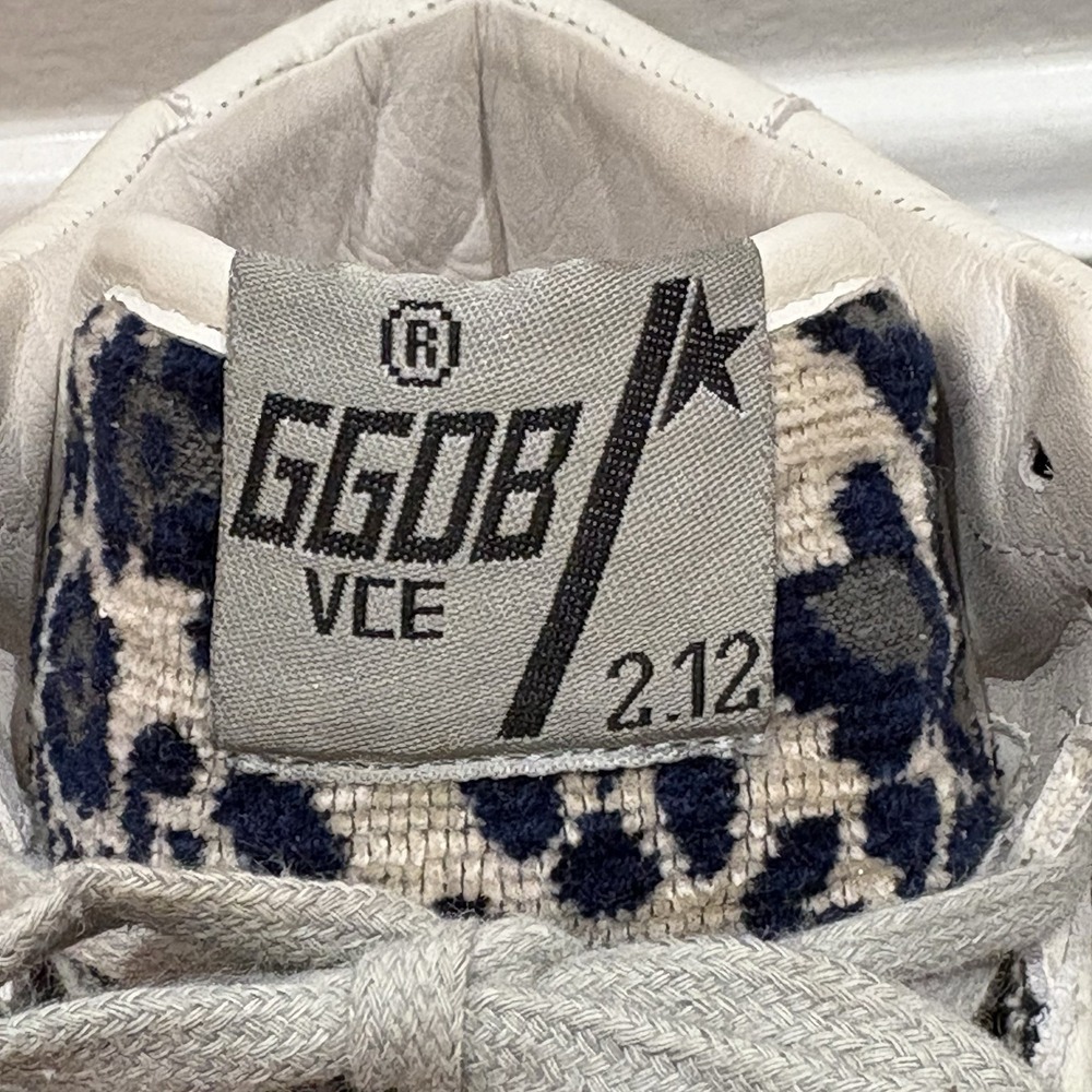 Golden Goose VCE 2.12 High‎ Top Shoes Womens Size 38 Blue Leopard Print Italy - Picture 7 of 16